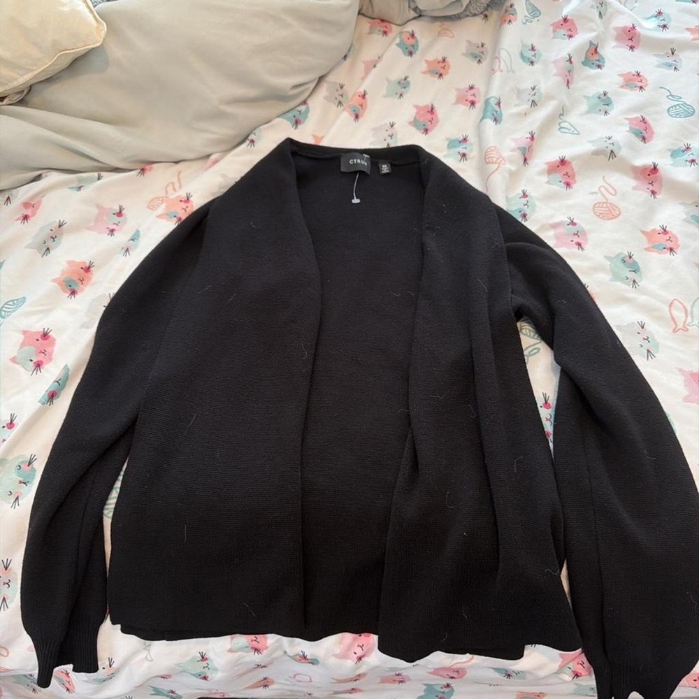 Cyrus Black Open-Front Knit Cardigan